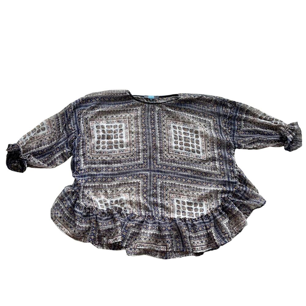 Anthropologie Blouse Ruffle Boxy Boho - Picture 9 of 11